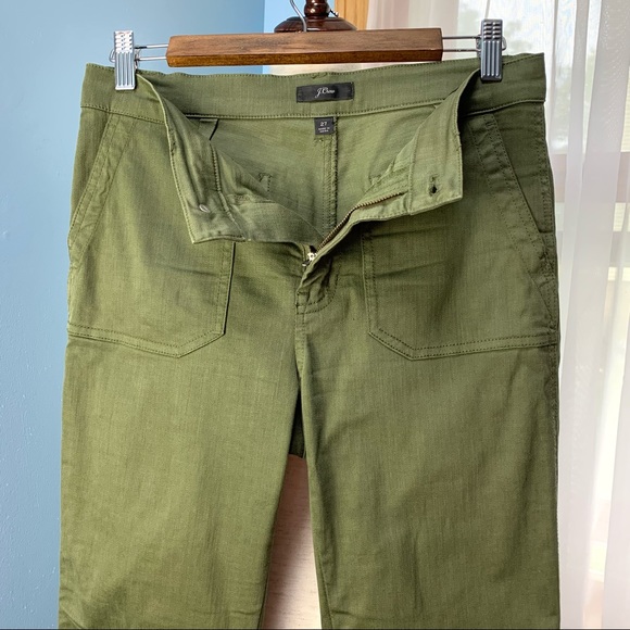 J. Crew Olive Slub Sateen Vintage Straight Cargo Pants - Picture 6 of 9